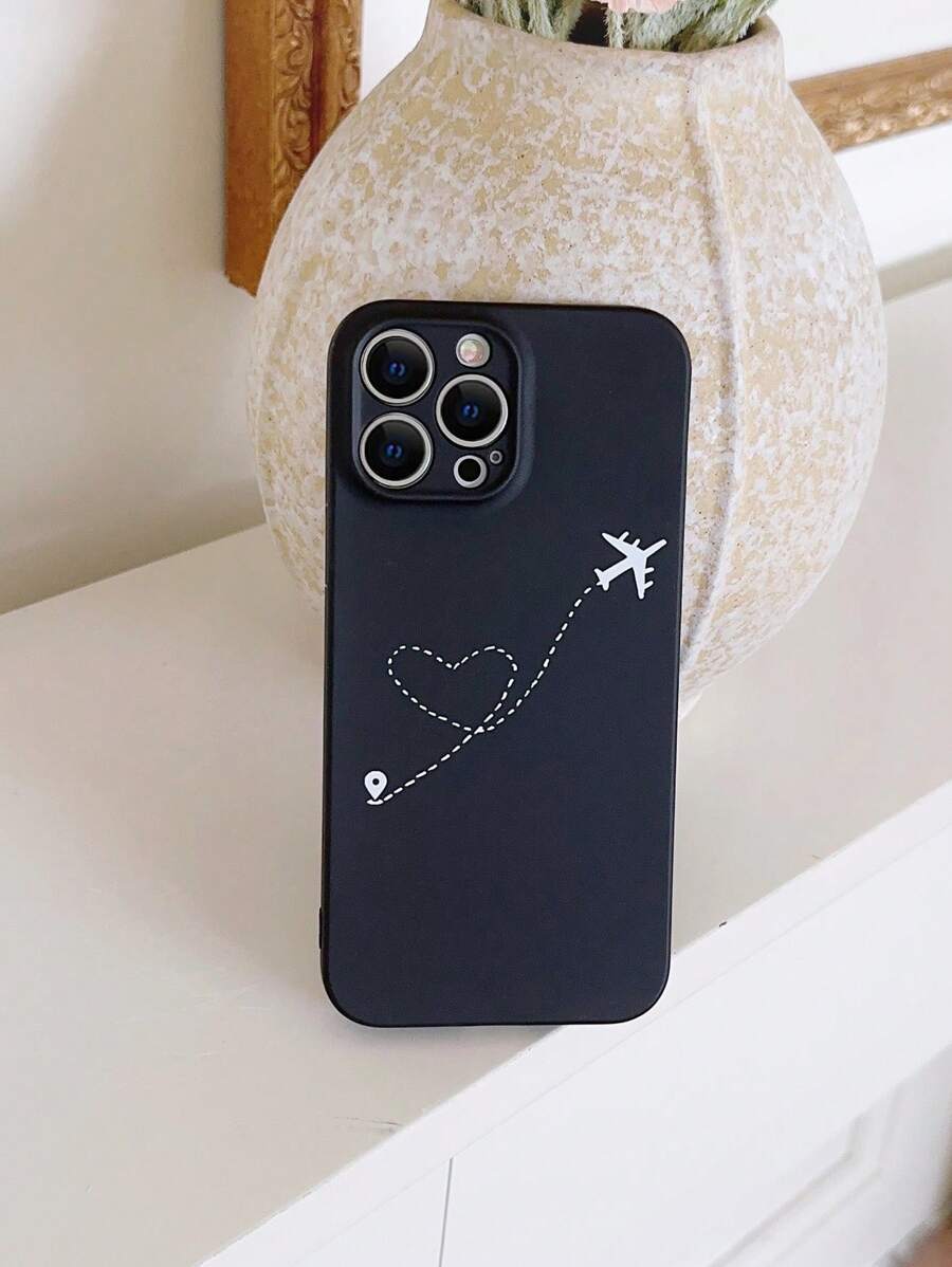 Heart & Airplane Pattern Phone Case - Multicolor - View 1