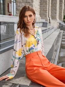 GENKIRA In Toàn bộ Nút phía trước Áo sơ mi - Màu be - Xem 5