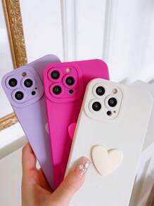 Y2K rosa Neon 3 Stück Herz Dekor Handyhülle