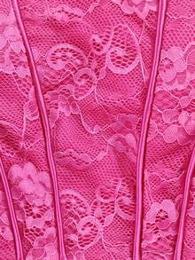 Missord Vestito da festa pizzo a contrasto a fessura alta in raso tubo - Fucsia - Visualizzare 8