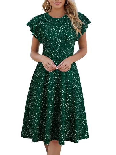 Robe À Pois Manches Papillon