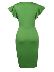 Chất rắn Trang trí xù lông Đầm - màu xanh lá - Xem 4