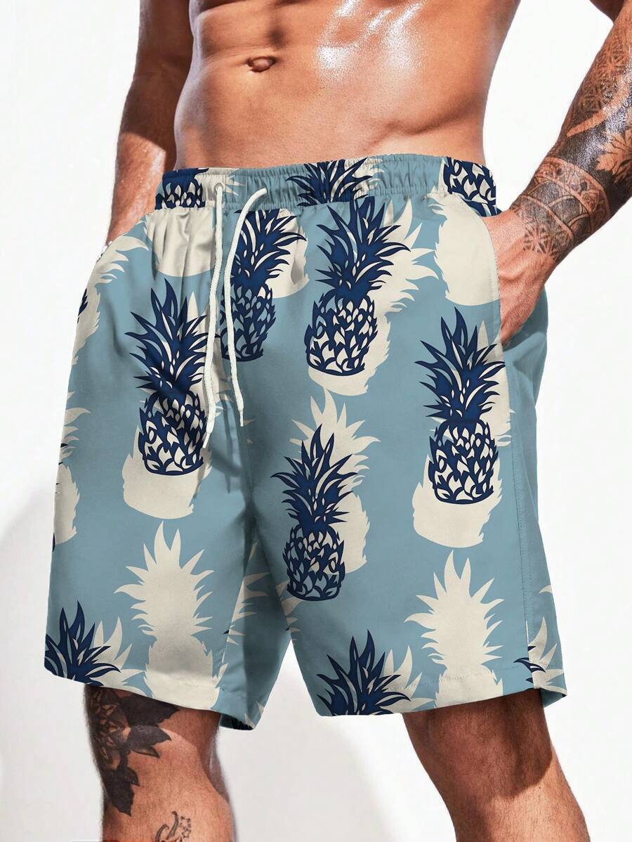 Quần short nam đi biển Túi Dây kéo Rau quả - Nhiều màu - Xem 1