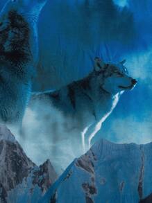 Manfinity RebelGame Nam chó sói & In Núi Áo thun - Màu xanh lam - Xem 3