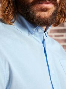 Manfinity NiteLyfe Men Solid Button Front Shirt Without Tie - Baby Blue - View 3