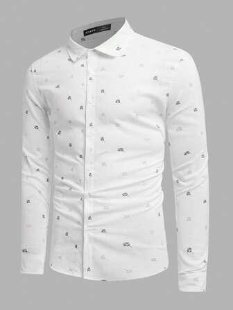 Manfinity NiteLyfe Men Allover Print Button Up Shirt