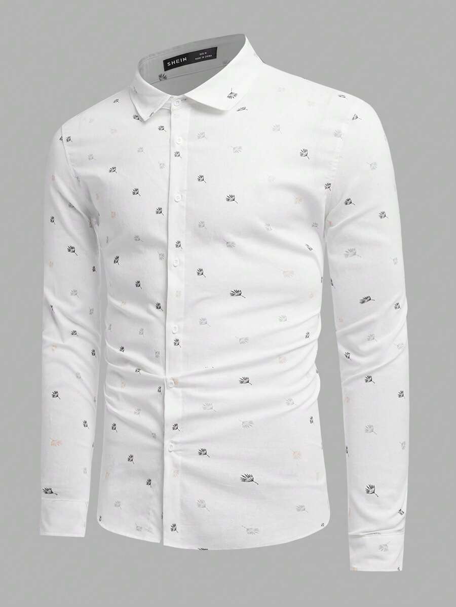 Manfinity NiteLyfe Men Allover Print Button Up Shirt - White - View 1
