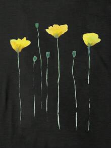 SHEIN LUNE 印花T恤 - 黑色 - 查看 4