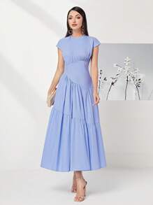 Modelyn Vestido unicolor bajo con fruncido