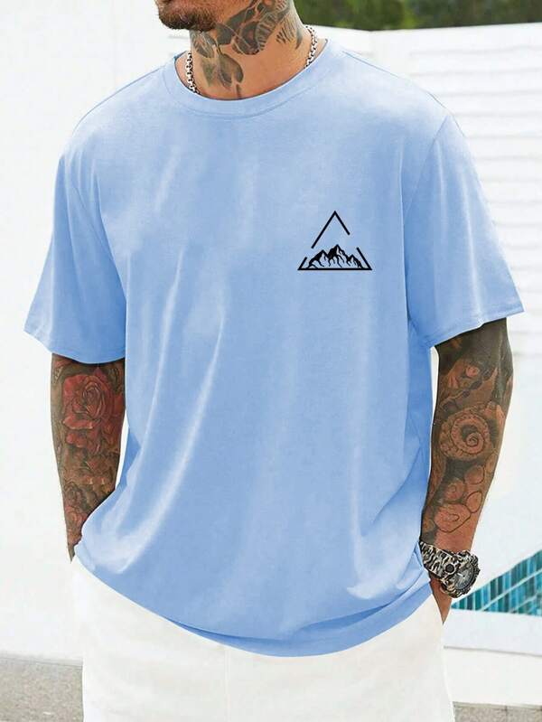 Manfinity Homme Tricou cu imprimeu Geo pentru bărbați