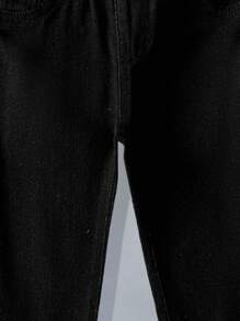 Baby Girls' Basic Casual Loose Fit Comfortable Black Denim Dad Pants - Black - View 4