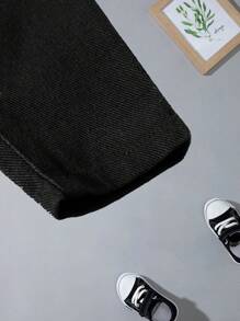 Baby Girls' Basic Casual Loose Fit Comfortable Black Denim Dad Pants - Black - View 5