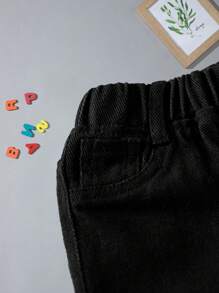 Baby Girls' Basic Casual Loose Fit Comfortable Black Denim Dad Pants - Black - View 6