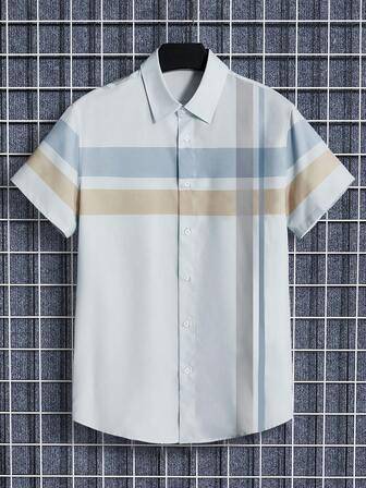 GENTILAND Hombres Camisa con estampado de rayas