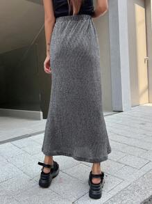 DAZY 高腰美人鱼亮片裙 - 灰色 - 查看 2