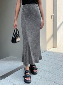 DAZY 高腰美人鱼亮片裙 - 灰色 - 查看 3