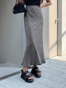 DAZY 高腰美人鱼亮片裙 - 灰色 - 查看 6