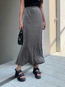 DAZY 高腰美人鱼亮片裙 - 灰色 - 查看 7