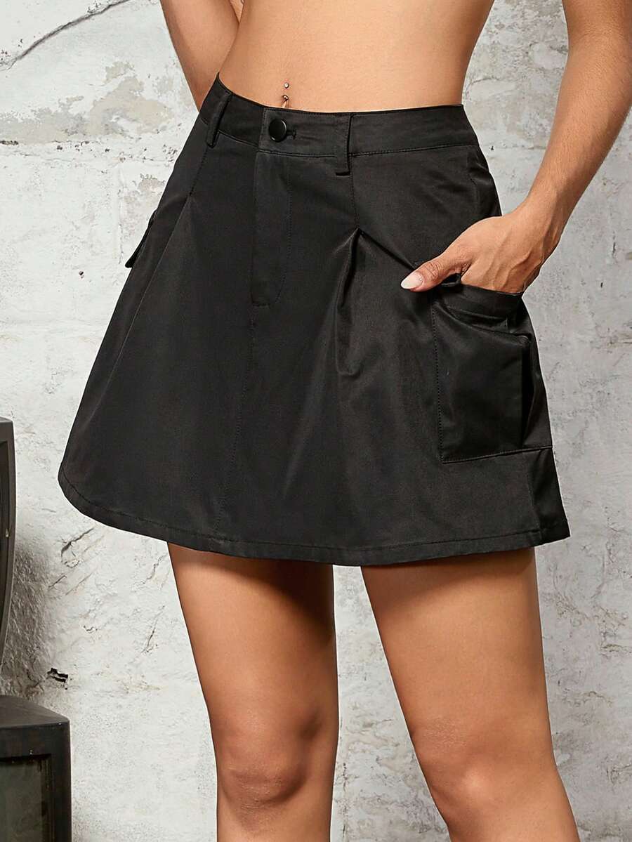 Túi nắp bên cạnh Váy chở hàng - màu đen - Xem 1