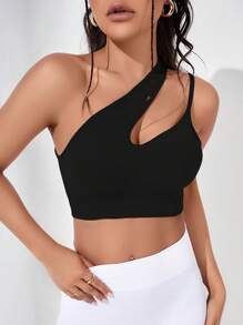 Easithlete Strappy Back Crop Sports Tank Topworkout Tank Top - Black - View 3