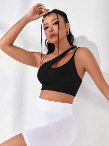 Easithlete Strappy Back Crop Sports Tank Topworkout Tank Top - Black - View 5