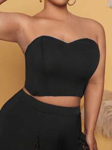 SHEIN SXY Hơn Rhinestone Chi tiết Áo Tube Crop - màu đen - Xem 4