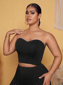 SHEIN SXY Hơn Rhinestone Chi tiết Áo Tube Crop - màu đen - Xem 7