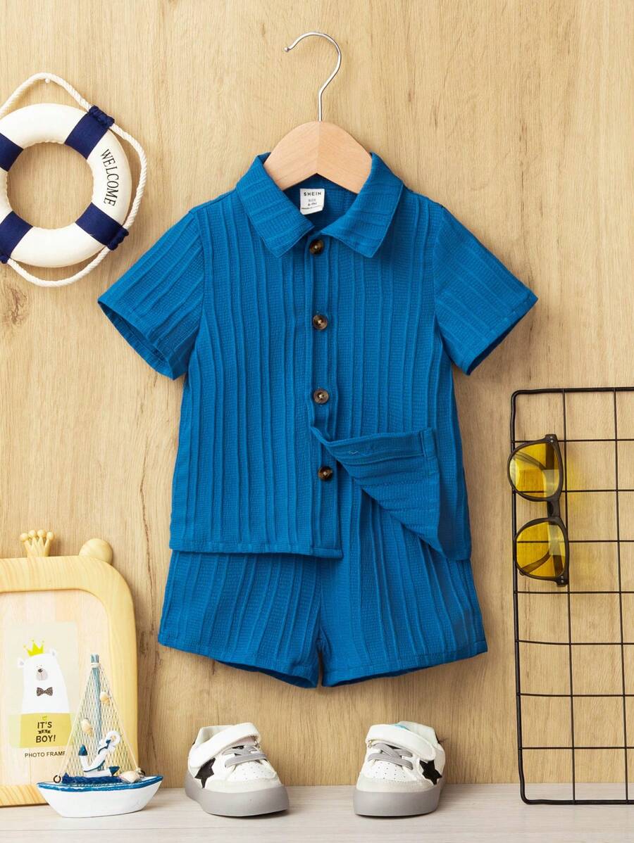 Baby Boy Button Front Shirt & Shorts SHEIN USA
