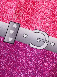 女嬰滿版印花泡泡袖連衣裙 - 玫紅色 - 查看 3