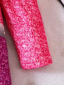 女嬰滿版印花泡泡袖連衣裙 - 玫紅色 - 查看 6