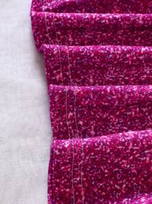 女嬰滿版印花泡泡袖連衣裙 - 玫紅色 - 查看 7