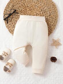 Baby Girl Solid Slant Pocket Joggers - Apricot - View 1