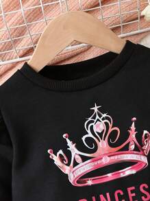 Baby Girl Crown & Letter Graphic Ruffle Trim Mesh Hem Sweatshirt Dress - Multicolor - View 7