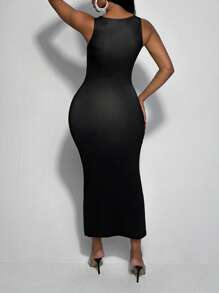 Slaydiva 身體熱成像印花緊身背心洋裝 - 黑色 - 查看 2