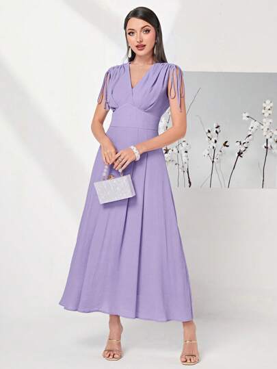 Modelyn Drawstring Shoulder Plicated Detail Dress