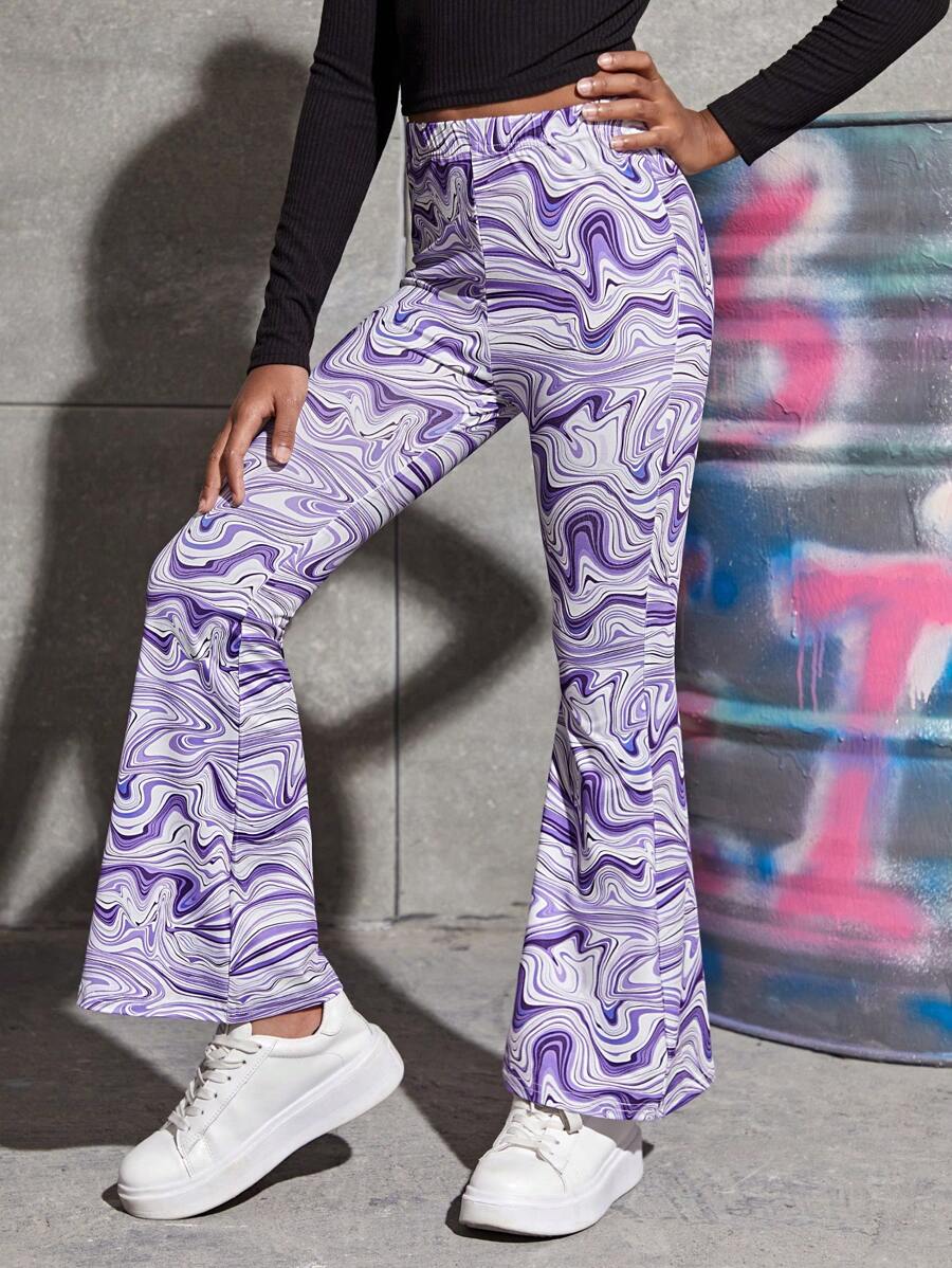 Women Purple Knitted Bell Bottom Pants