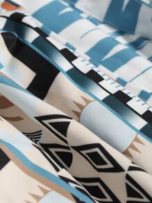 DAZY Geo Print Open Front Kimono Summer,Beach Women Outfits