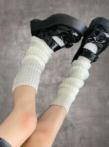 ROMWE Grunge Punk 1對女士素色腿部保暖套 - 白色 - 查看 1