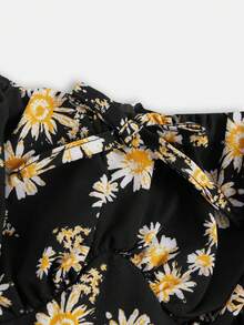SHEIN Teen Girls Allover Floral Print Puff Sleeve Dress - Multicolor - View 4