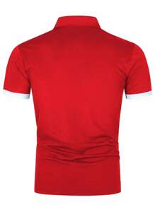 Manfinity Homme Men Contrast Trim Polo Shirt - Red - View 2