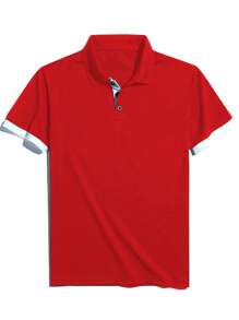Manfinity Homme Men Contrast Trim Polo Shirt - Red - View 3