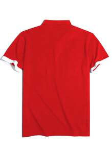 Manfinity Homme Men Contrast Trim Polo Shirt - Red - View 5