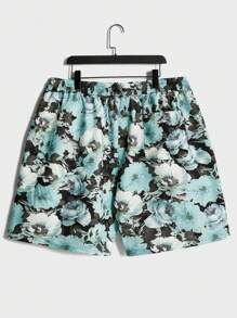 GENTILAND Loose Men Plus Size Allover Floral Print T-Shirt & Drawstring Waist Shorts Set - Multicolor - View 6