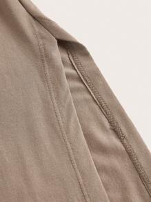 SHEIN EZwear Solid Curved Hem Cami Dress - Brown - View 4