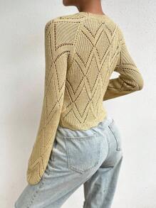 SHEIN Privé 網眼針織荷葉袖套頭毛衣