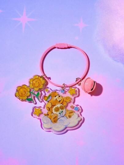 ROMWE X Care Bears 1pc Women Bell & Cartoon Charm Cute Acrylic Keychain