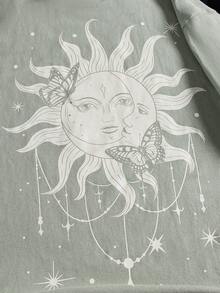 Manfinity RebelGame Men Plus Sun & Moon Print Tee - Mint Green - View 3