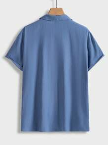 Manfinity VCAY Men Plus Solid Button Up Shirt Without Tee - Dusty Blue - View 2