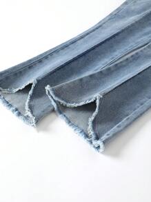 SHEIN Vintaside Kids 女小童毛邊緣鬱金香下擺牛仔喇叭褲