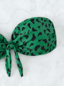 滿版印花前打結抹胸比基尼上衣 - 綠色 - 查看 3